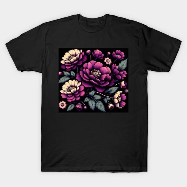 Pink Floral Illustration T-Shirt by Jenni Arts